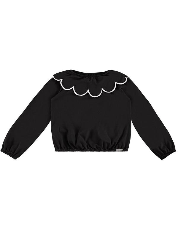 Carinhoso - Blusa Cropped com Bordado Menina Preto 3