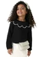 Carinhoso - Blusa Cropped com Bordado Menina Bege - variação: Preto