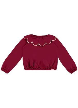 Carinhoso - Blusa Cropped com Bordado Vermelho - CARINHOSO