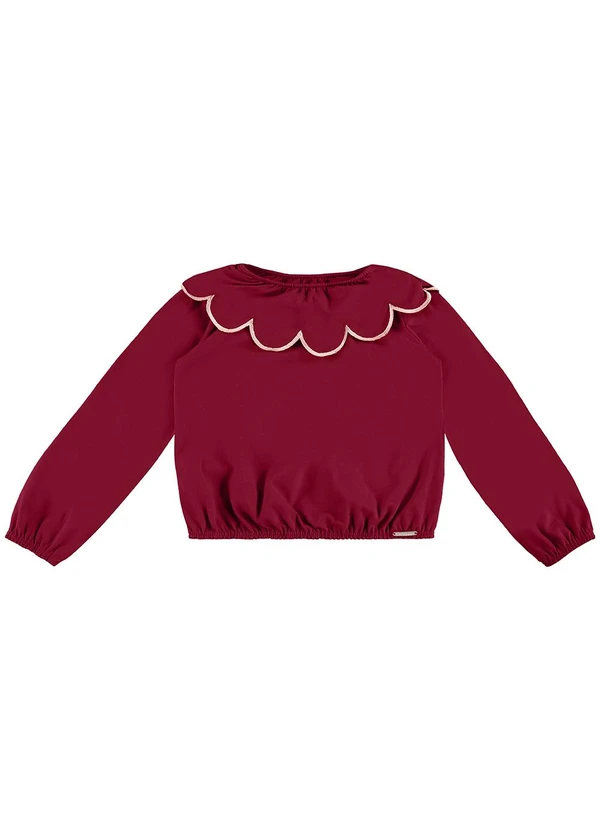 Carinhoso - Blusa Cropped com Bordado Vermelho