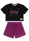 Trick Nick - Blusa Cropped com Shorts com Glitter Preto - variação: Preto