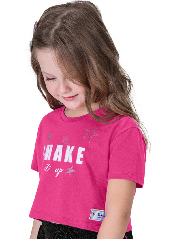 Trick Nick - Blusa Cropped com Shorts com Glitter Rosa