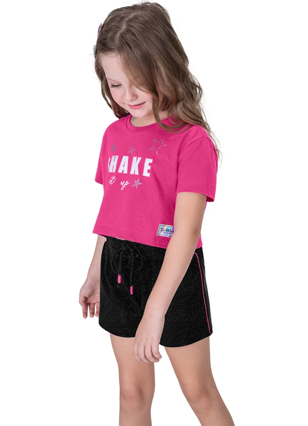 Trick Nick - Blusa Cropped com Shorts com Glitter Rosa 3
