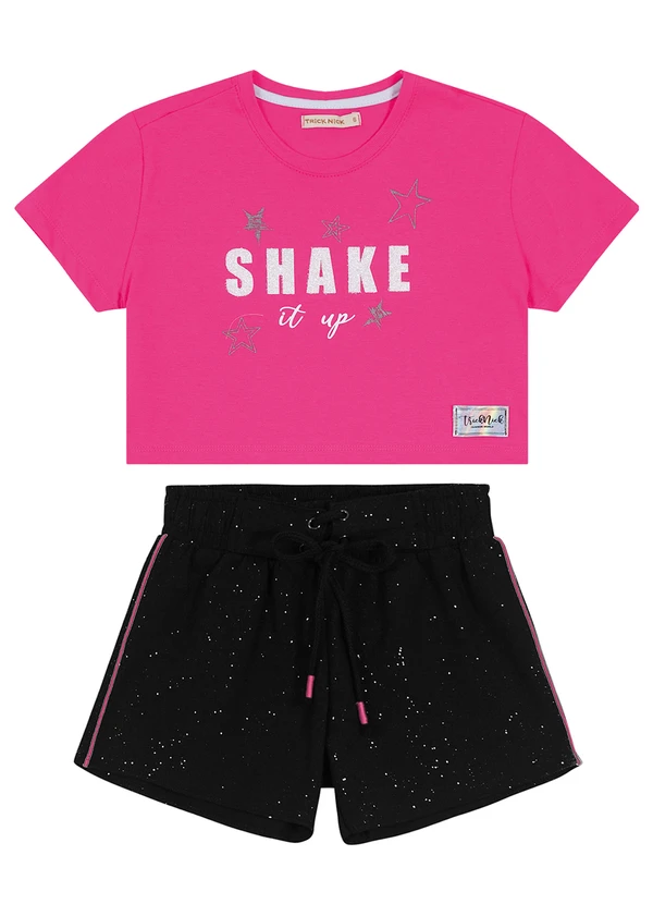 Trick Nick - Blusa Cropped com Shorts com Glitter Rosa 5
