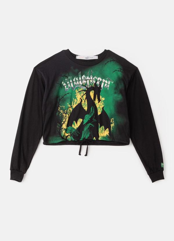 I Am - Blusa Cropped da Malévola Manga Longa Preto 1