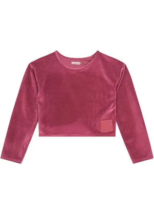 Carinhoso - Blusa Cropped em Cotelê Menina Rosa - CARINHOSO