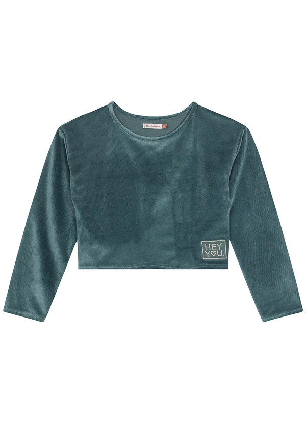 Carinhoso - Blusa Cropped em Cotelê Menina Verde 1