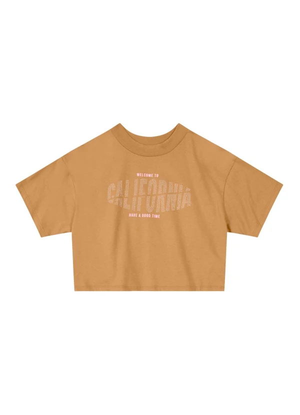 Young Class - Blusa Cropped em Malha Infantil Menina  Marrom 3