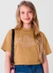 Young Class - Blusa Cropped em Malha Infantil Menina  Marrom - variação: Marrom