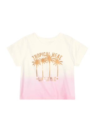 Brandili - Blusa Cropped em Malha Infantil Menina  Natural - BRANDILI