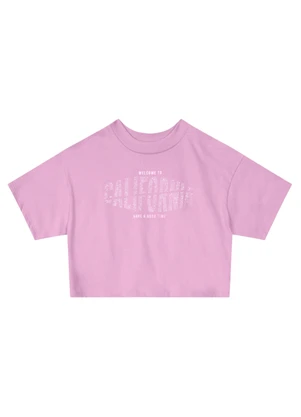 Young Class - Blusa Cropped em Malha Infantil Menina  Rosa - YOUNG CLASS