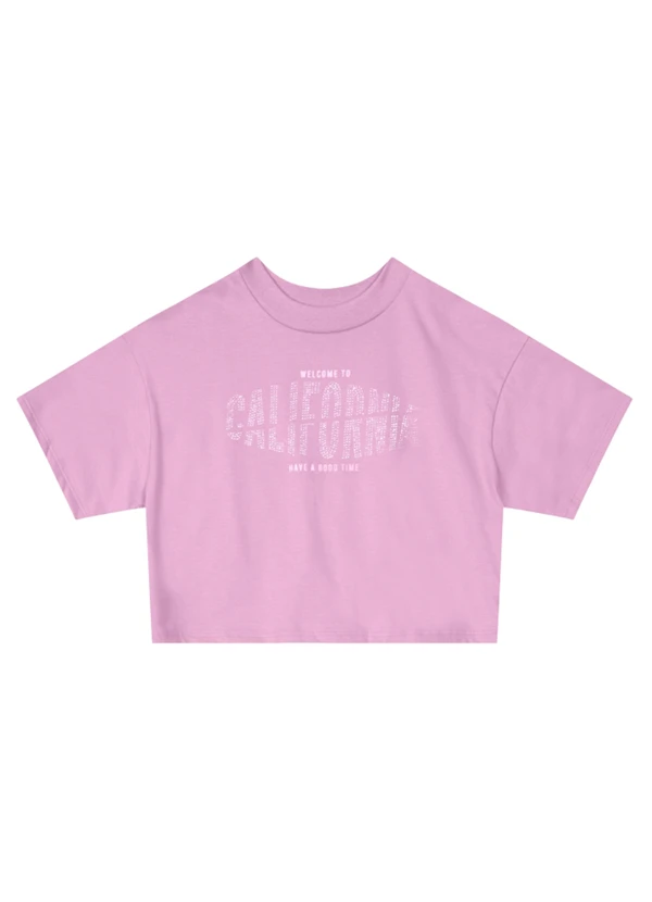 Young Class - Blusa Cropped em Malha Infantil Menina  Rosa
