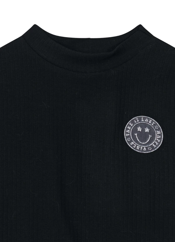 Young Class - Blusa Cropped em Ribana Menina Preto 2