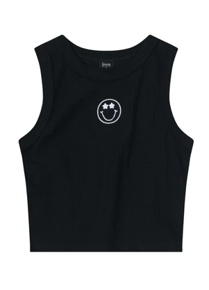 Young Class Blusa Cropped em Ribana Menina Preto