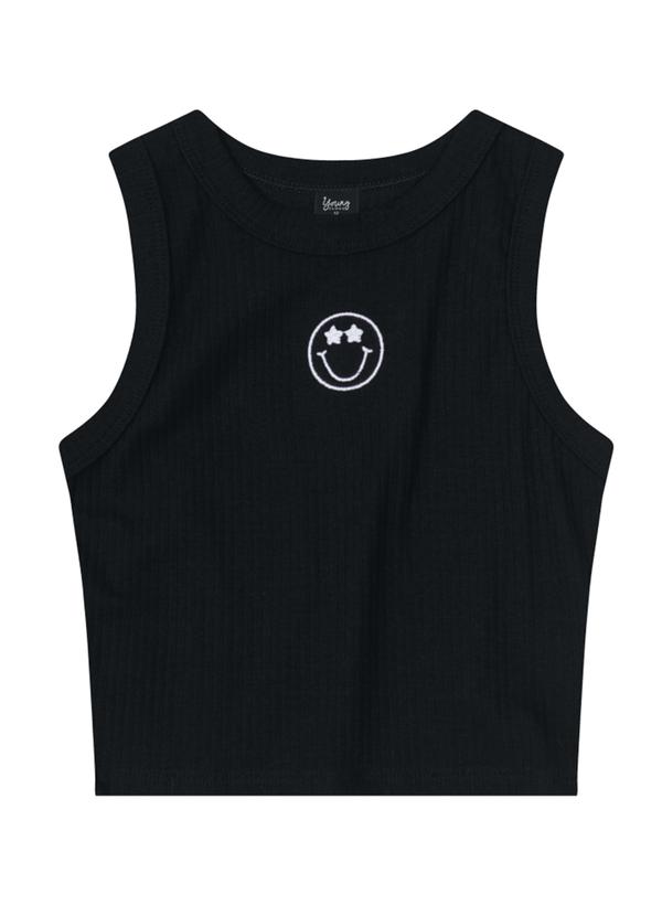 Young Class - Blusa Cropped em Ribana Menina Preto