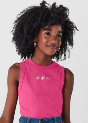 Young Class - Blusa Cropped em Ribana Menina Rosa - YOUNG CLASS