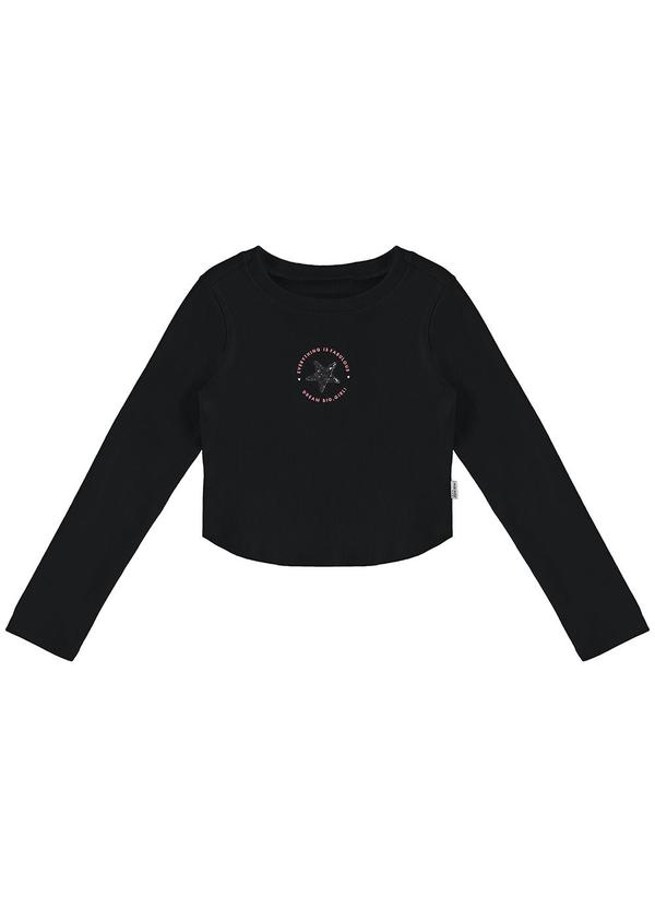 Malwee Kids - Blusa Cropped Fabulous Menina Preto