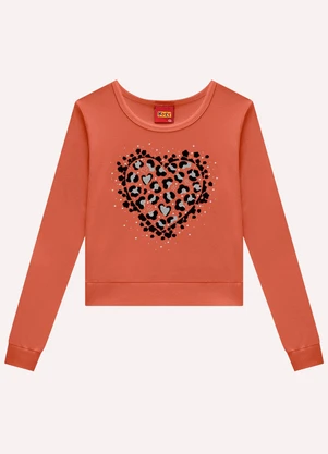 Kyly - Blusa Cropped Infantil com Strass Laranja - KYLY