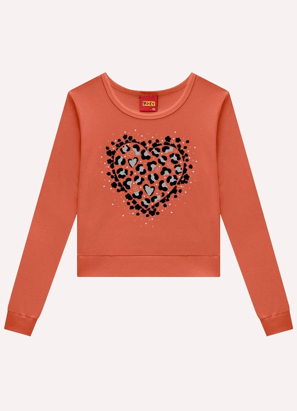 Kyly - Blusa Cropped Infantil com Strass Laranja