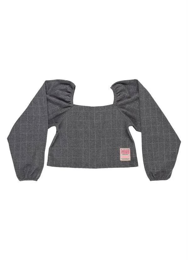 Gloss - Blusa Cropped Infantil em Jacquard Cinza 3