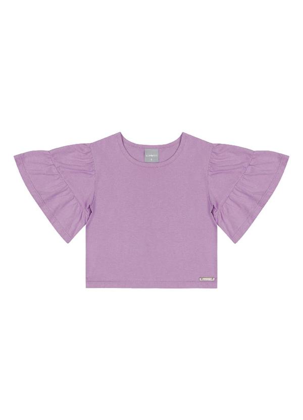 Quimby - Blusa Cropped Infantil em Meia Malha Roxo 2