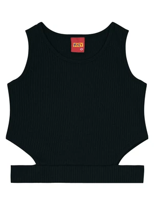 Kyly - Blusa Cropped Infantil Menina Básica Preto - KYLY
