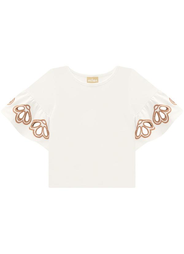 Milon - Blusa Cropped Infantil Menina Bordado Off White 3