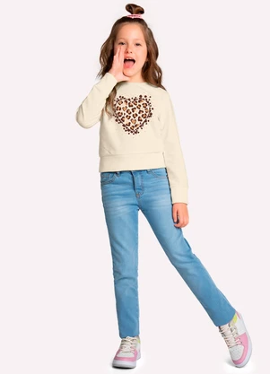 Kyly - Blusa Cropped Infantil Menina com Strass Bege - KYLY