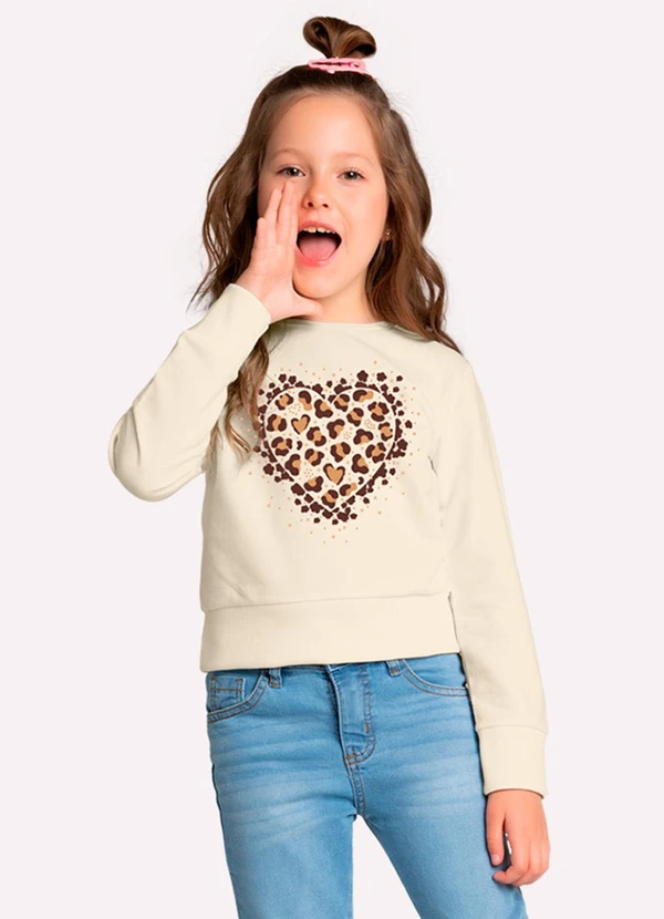 Kyly - Blusa Cropped Infantil Menina com Strass Bege