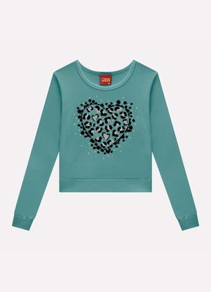 Kyly - Blusa Cropped Infantil Menina com Strass Verde - KYLY