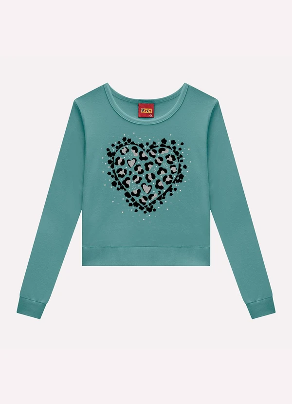 Kyly - Blusa Cropped Infantil Menina com Strass Verde