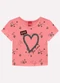 Kyly - Blusa Cropped Infantil Menina Corações Preto - variação: Rosa