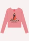 Kyly - Blusa Cropped Infantil Menina Estampa Cinza - variação: Rosa