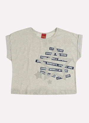 Kyly - Blusa Cropped Infantil Menina Estrela Cinza - KYLY