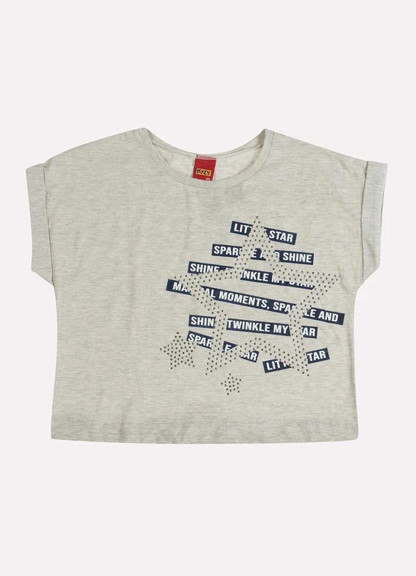 Kyly - Blusa Cropped Infantil Menina Estrela Cinza