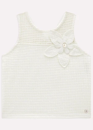 Milon - Blusa Cropped Infantil Menina Flor Branco - MILON