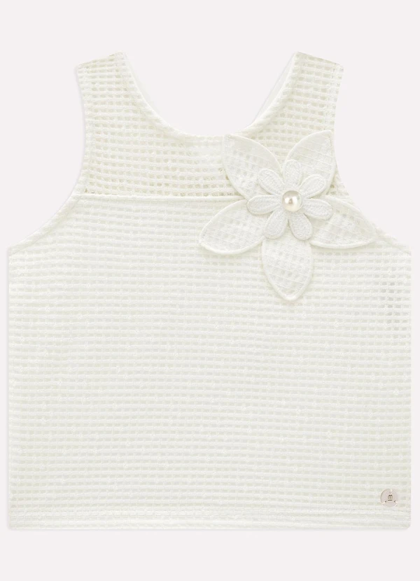 Milon - Blusa Cropped Infantil Menina Flor Branco