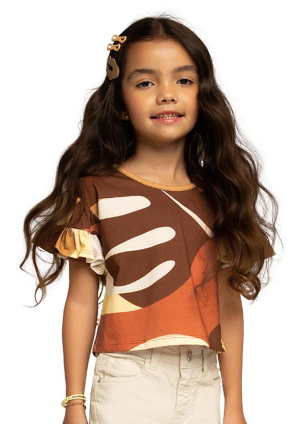 Nanai - Blusa Cropped Infantil Menina Marrom