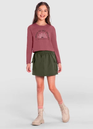 Brandili - Blusa Cropped Infantil Menina Rosa - BRANDILI