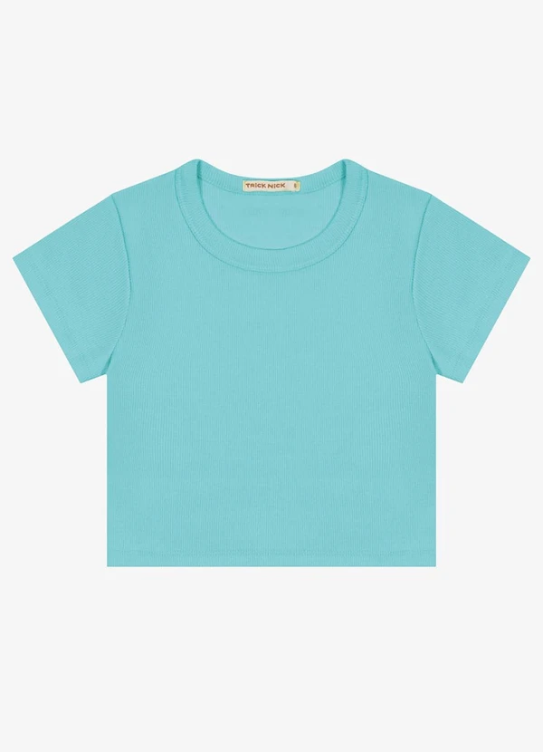 Trick Nick - Blusa Cropped Infantil Ribana Canelada Azul