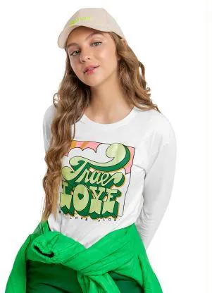 Gloss - Blusa Cropped Juvenil em Meia Malha Branco - GLOSS