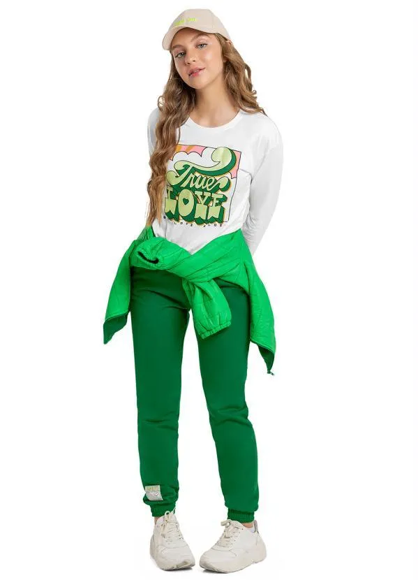 Gloss - Blusa Cropped Juvenil em Meia Malha Branco 2