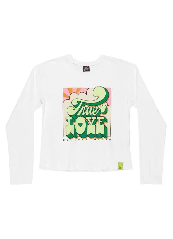 Gloss - Blusa Cropped Juvenil em Meia Malha Branco 3