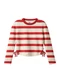 Malwee Kids - Blusa Cropped Listrada Canelada Preto - variação: Vermelho