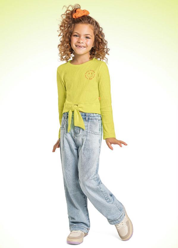 Fakini Kids - Blusa Cropped M/Longa Amarelo 3
