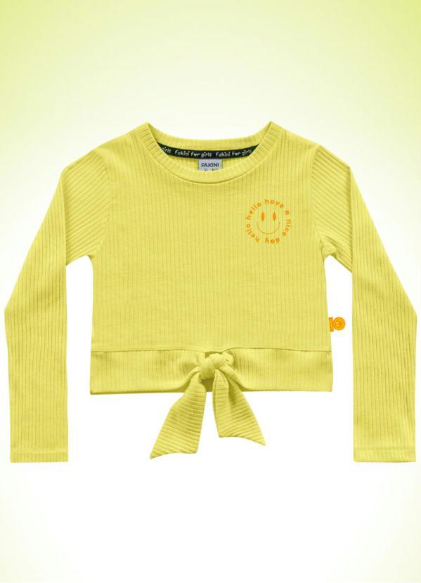Fakini Kids - Blusa Cropped M/Longa Amarelo 5