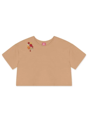 Lilica Ripilica - Blusa Cropped Manga Curta Bege - LILICA RIPILICA