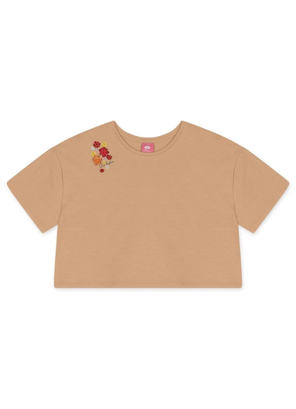 Lilica Ripilica - Blusa Cropped Manga Curta Bege