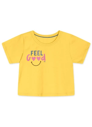 Marisol - Blusa Cropped Manga Curta Infantil Amarelo - MARISOL
