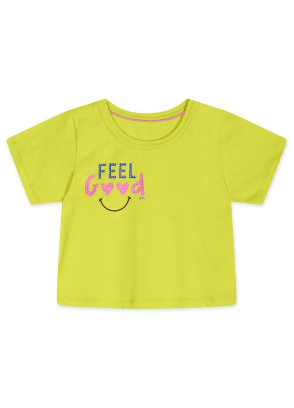 Marisol - Blusa Cropped Manga Curta Infantil Verde